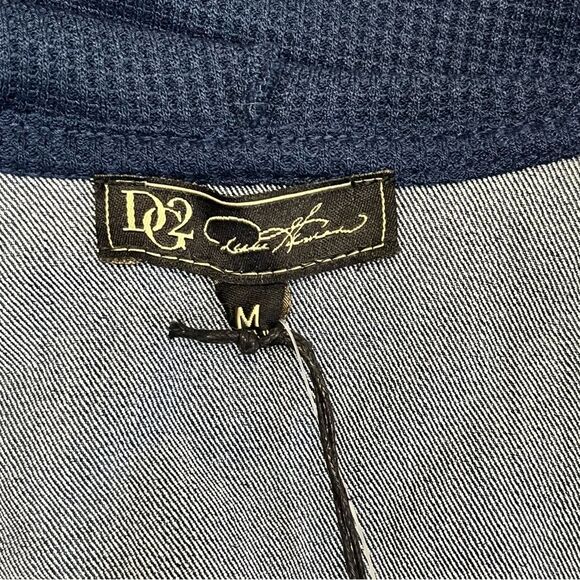 NWT DG2 Diane Gilman Indigo Blue Twill Knit Denim Combo Draped Jacket Size Med - Picture 6 of 11